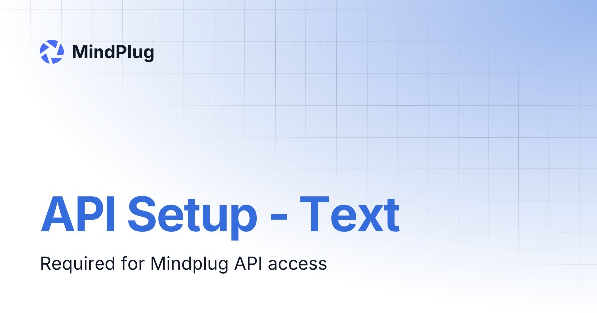 API Setup - Text | MindPlug
